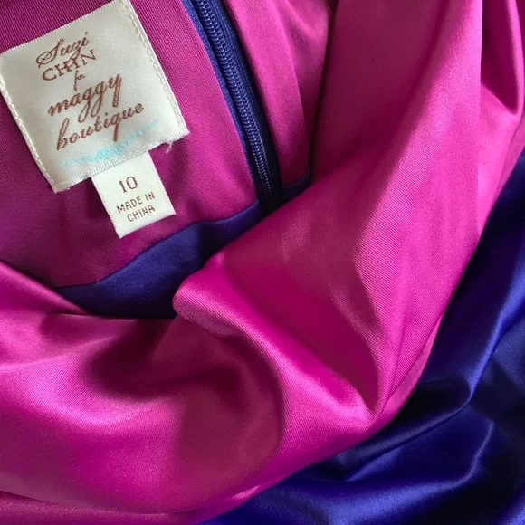 Suzi Chin by Maggy Boutique Purple Ruched Dress 10 - Picture 7 of 8